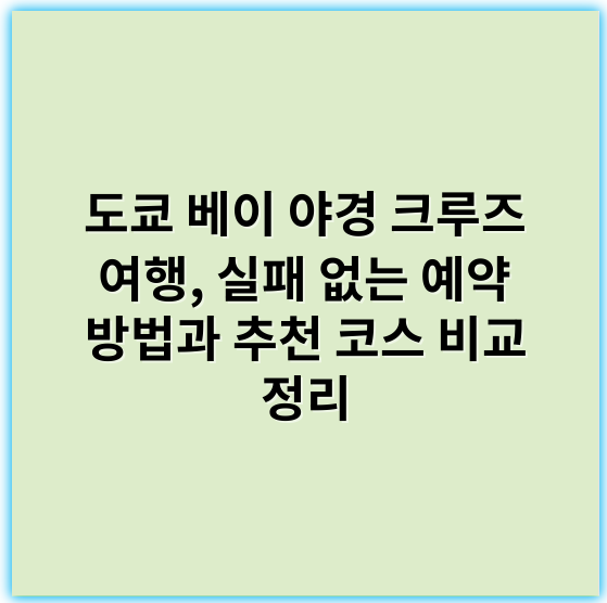 도쿄 베이 야경 크루즈 여행, 실패 없는 예약 방법과 추천 코스 비교 정리 - 도쿄 야경 크루즈