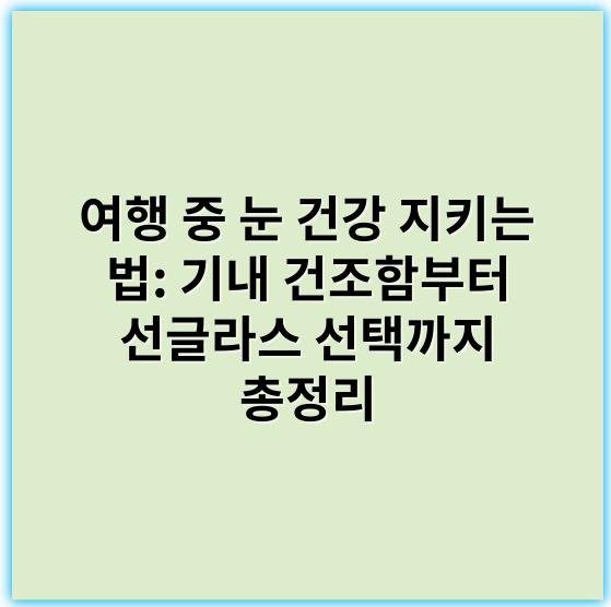 여행 중 눈 건강 지키는 법: 기내 건조함부터 선글라스 선택까지 총정리 - 시력 보호