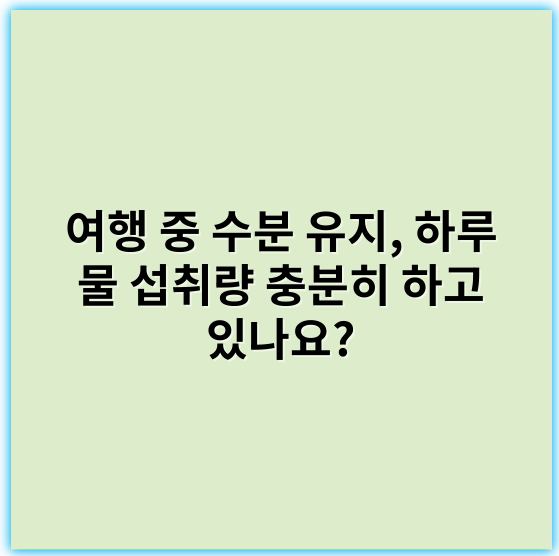 여행 중 수분 유지, 하루 물 섭취량 충분히 하고 있나요? - 수분 섭취